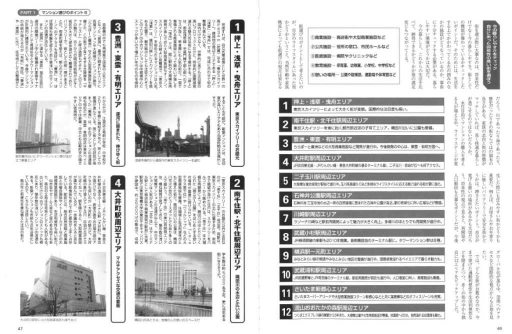 筆者が2011年におすすめした都心を除いた将来性の高い街その１（出典　絶対見つかるおトクなマンション購入ガイド　メディアソフト）